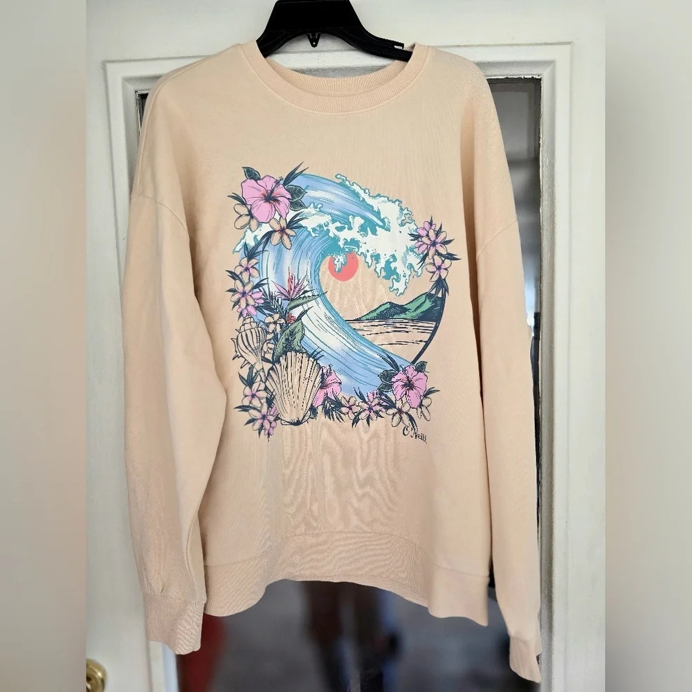O'Neill Floral Wave Graphic Sweater - Cream - Picture 1 of 3